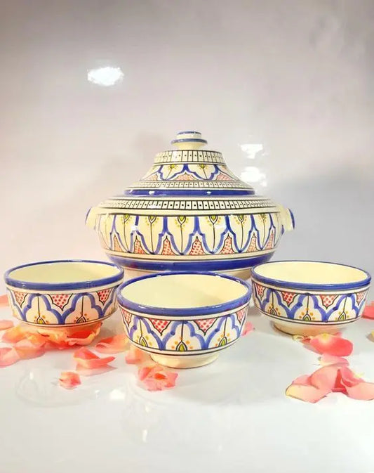 Ceramic Soup Tureen and 4 bowls MedinaCrafts